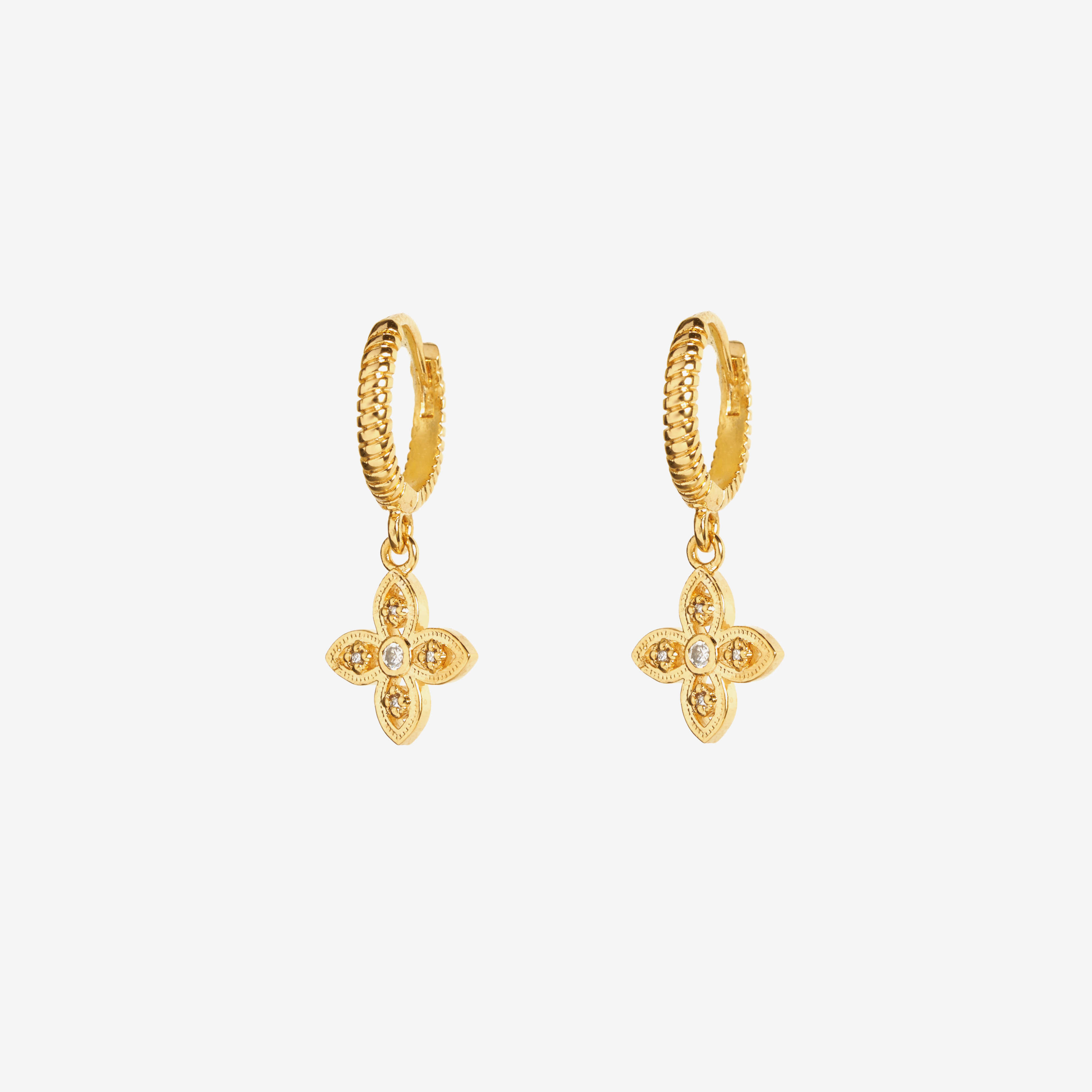 Boucle d'oreille doré créole fleur
